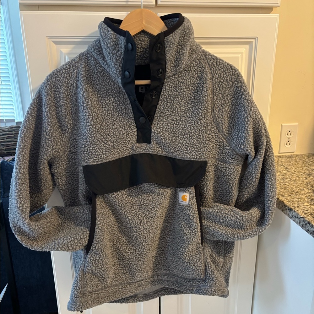 Carhartt Gray and Black Fleece Pullover Jacket